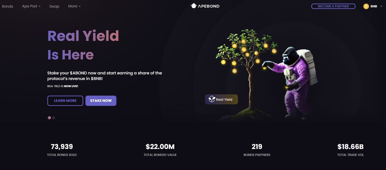 Die dApp Ape Bond ist eine Plattform für Fundraising auf der BNB Chain