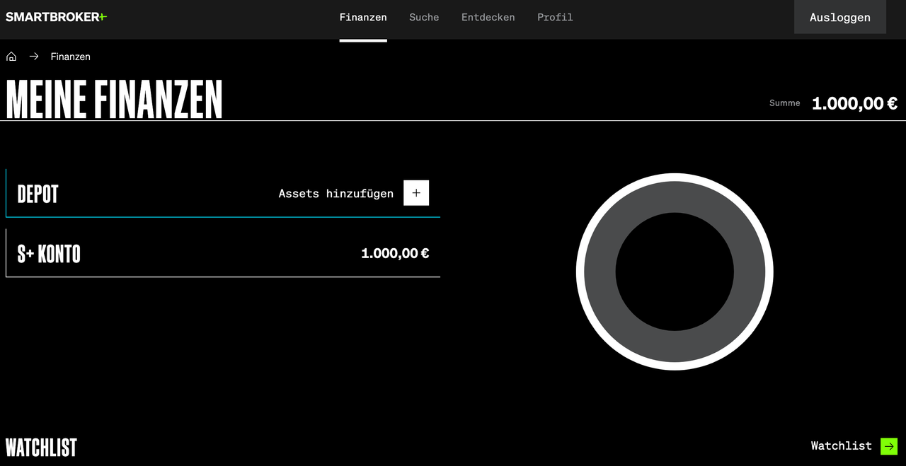 Smartbroker Plus Weboberfläche mein Finanzen