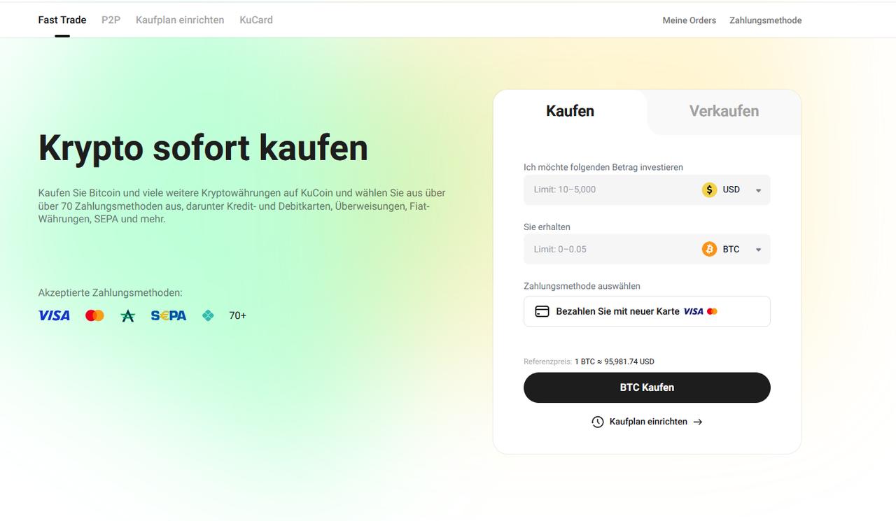 Die Kucoin Schnellkauf-Funktion