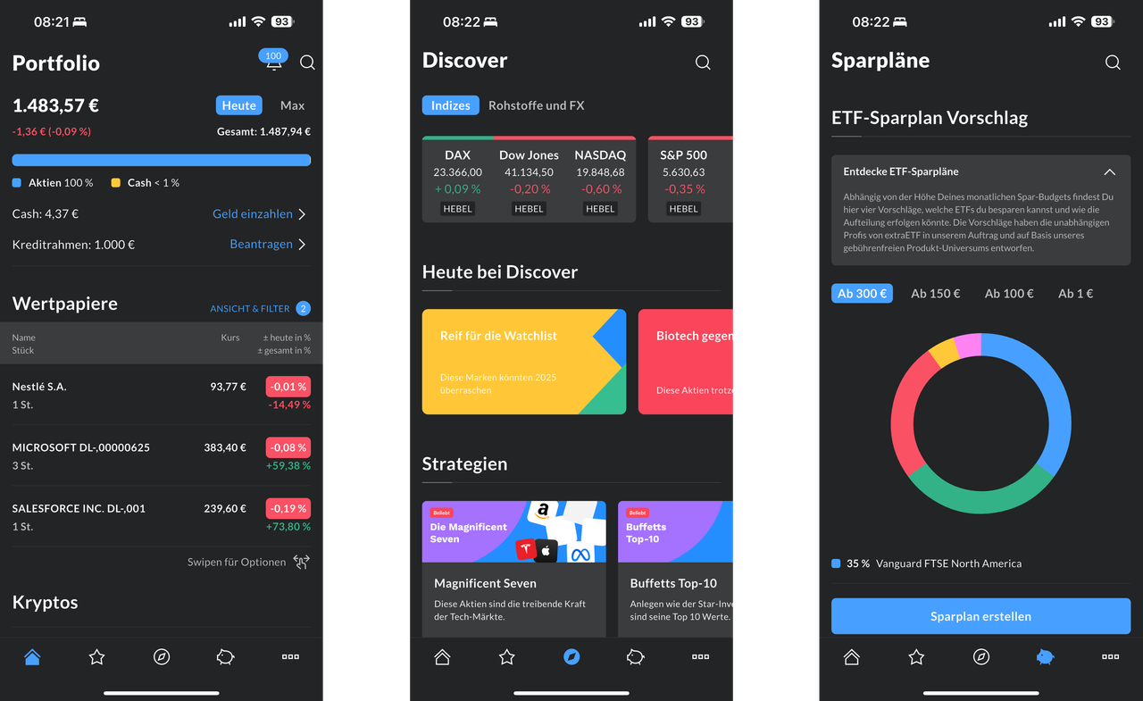 Finanzen.net ZERO App Darstellung