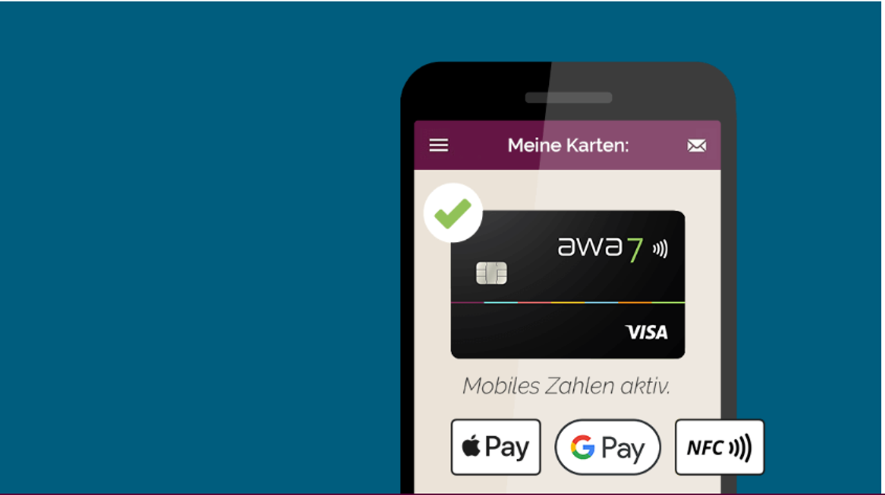 Kontakloses Bezahlen mit awa7 Kreditkarte