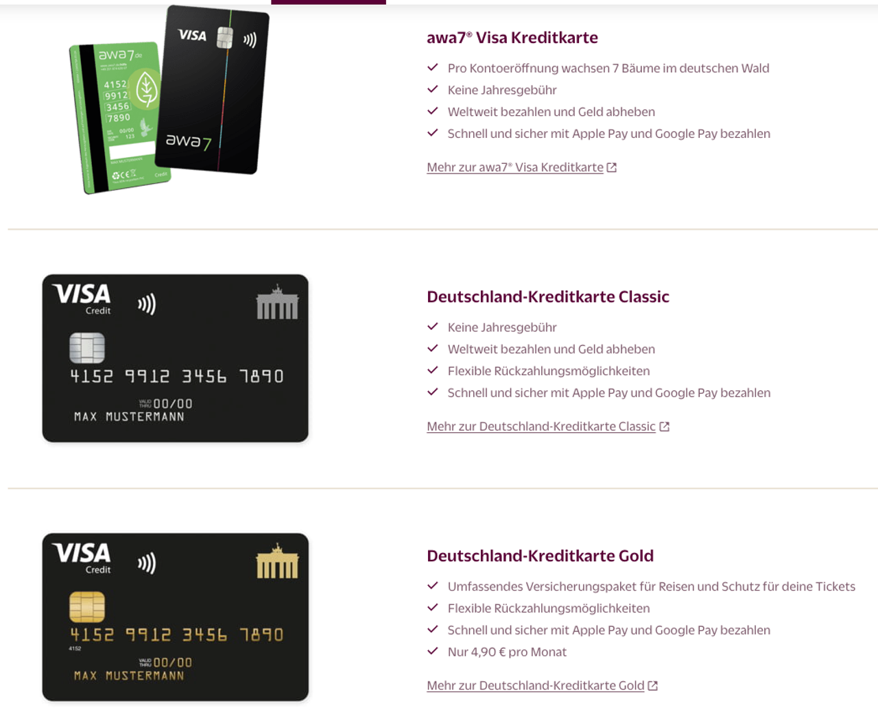 Diese Kooperationskarten gibt es bei der Hanseatic Bank