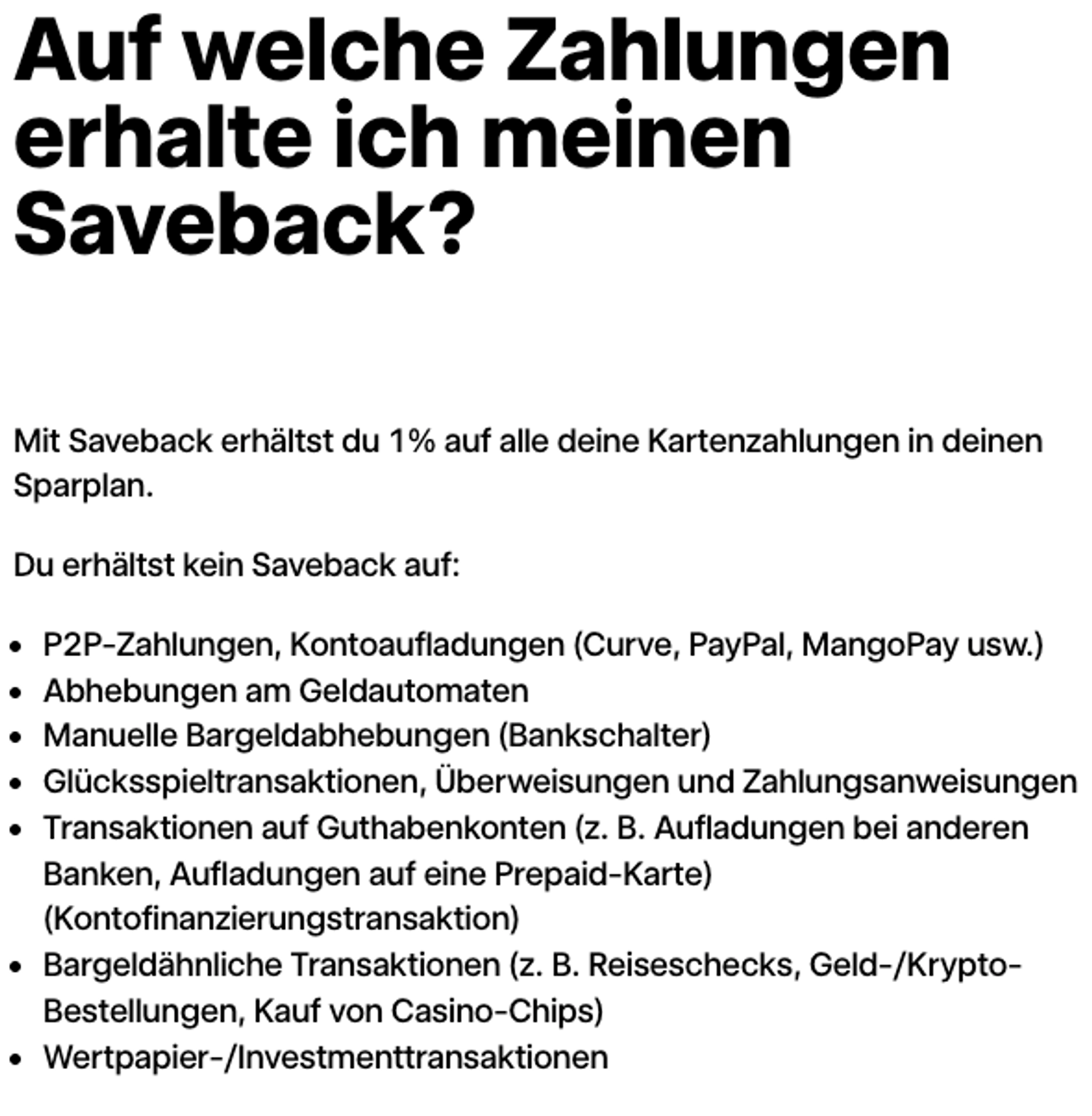 Wofür du kein Saveback bei Trade Republic bekommst