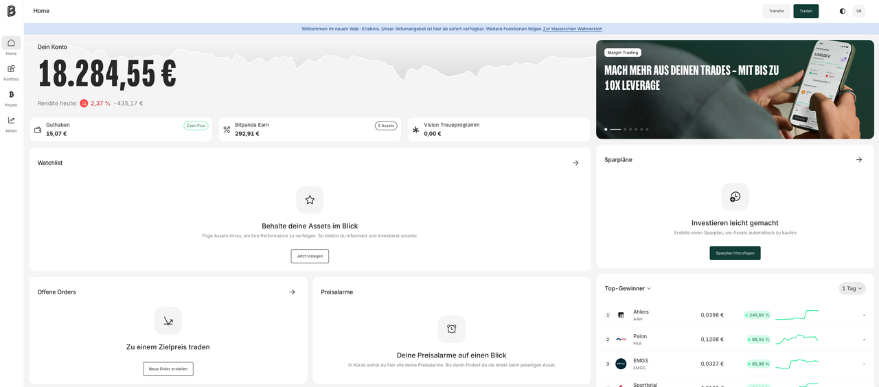 Bitpanda Dashboard neu