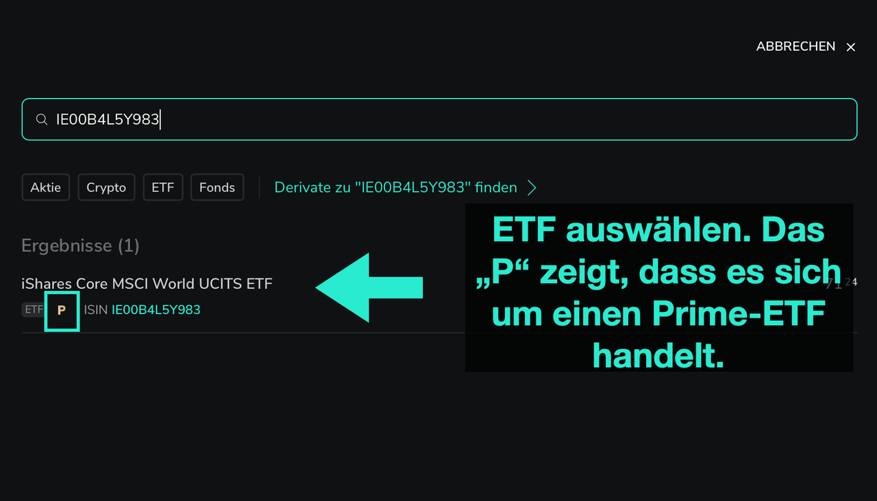 Prime ETFs von Scalable in der Plattform suchen