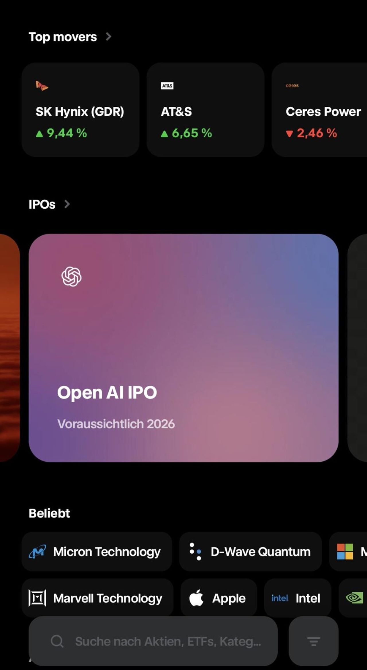 IPOs in der Trade Republic App