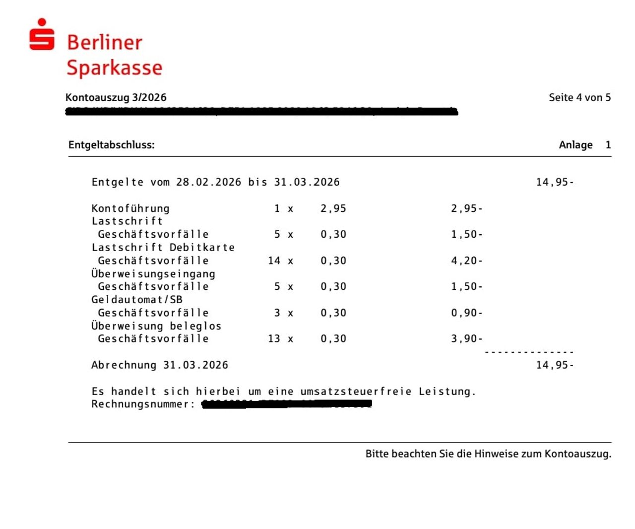 Entgeltabrechnung Sparkasse