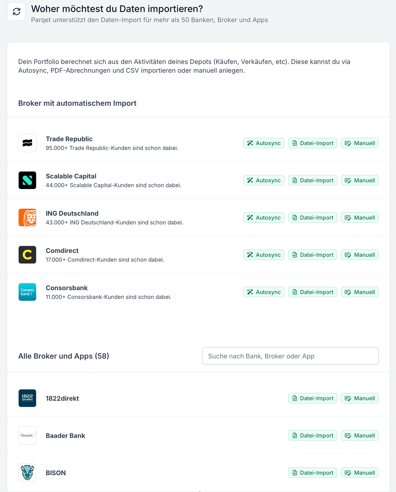 Integrationen-Marktplatz in Parqet mit ChatGPT, Claude und weiteren Apps