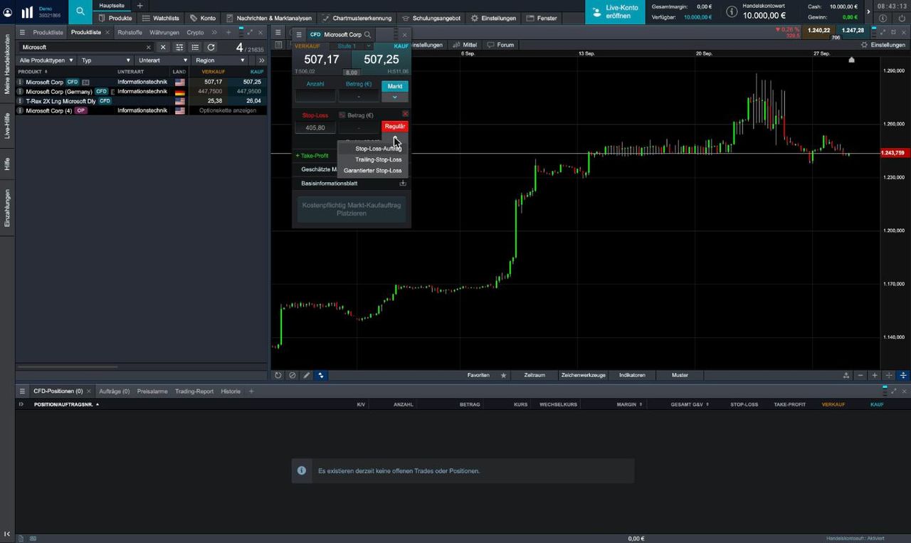 Stop-Loss-Arten inklusive garantiertem Stop bei CMC Markets