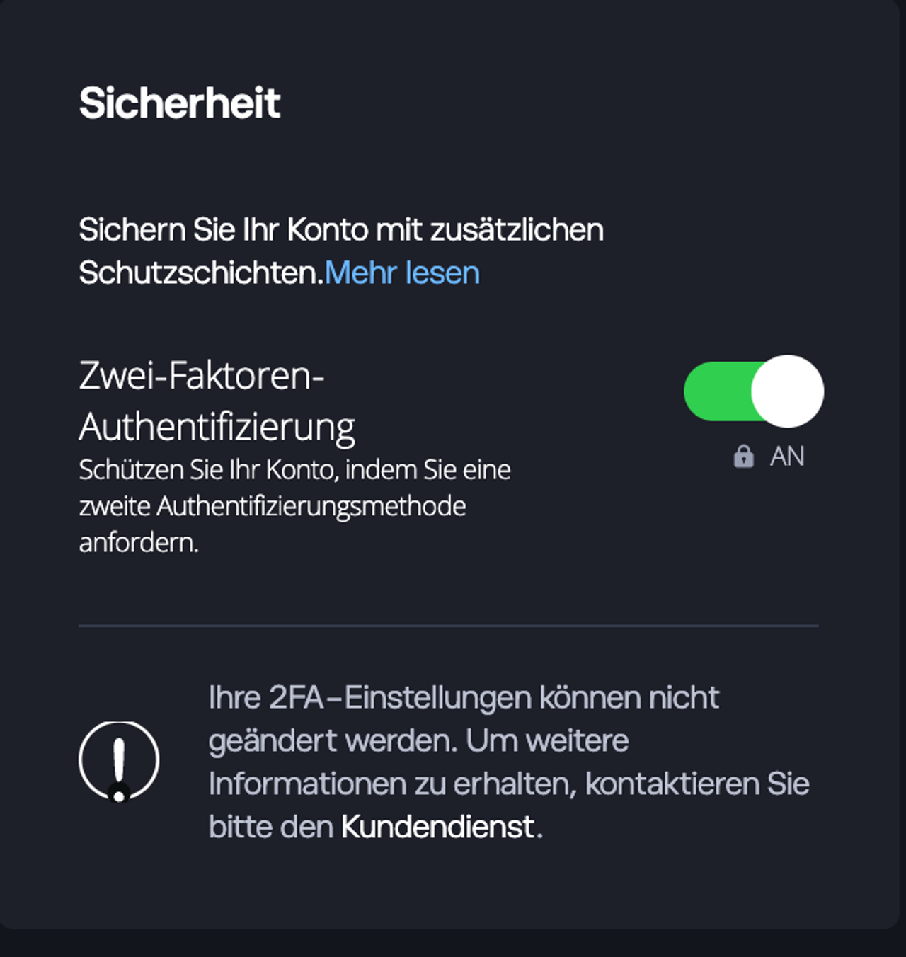 Zwei-Faktor-Authentifizierung in den eToro-Einstellungen
