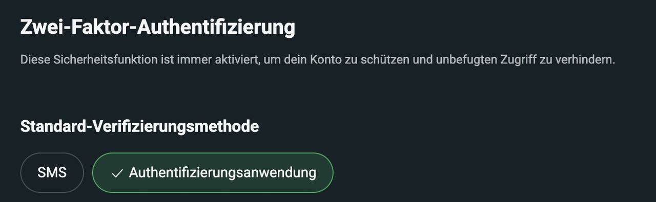 Einstellungen zur Zwei-Faktor-Authentifizierung bei XTB mit SMS oder Authenticator-App