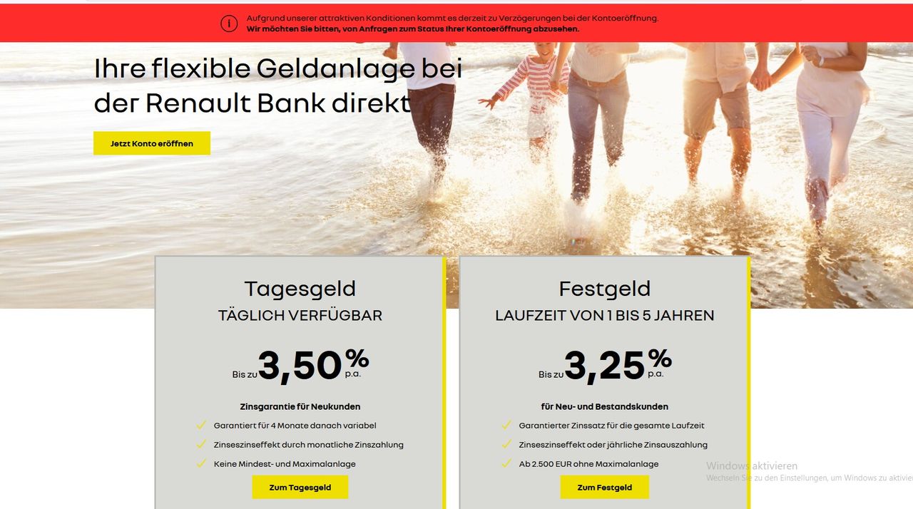 Das Tagesgeldangebot der Renault Bank