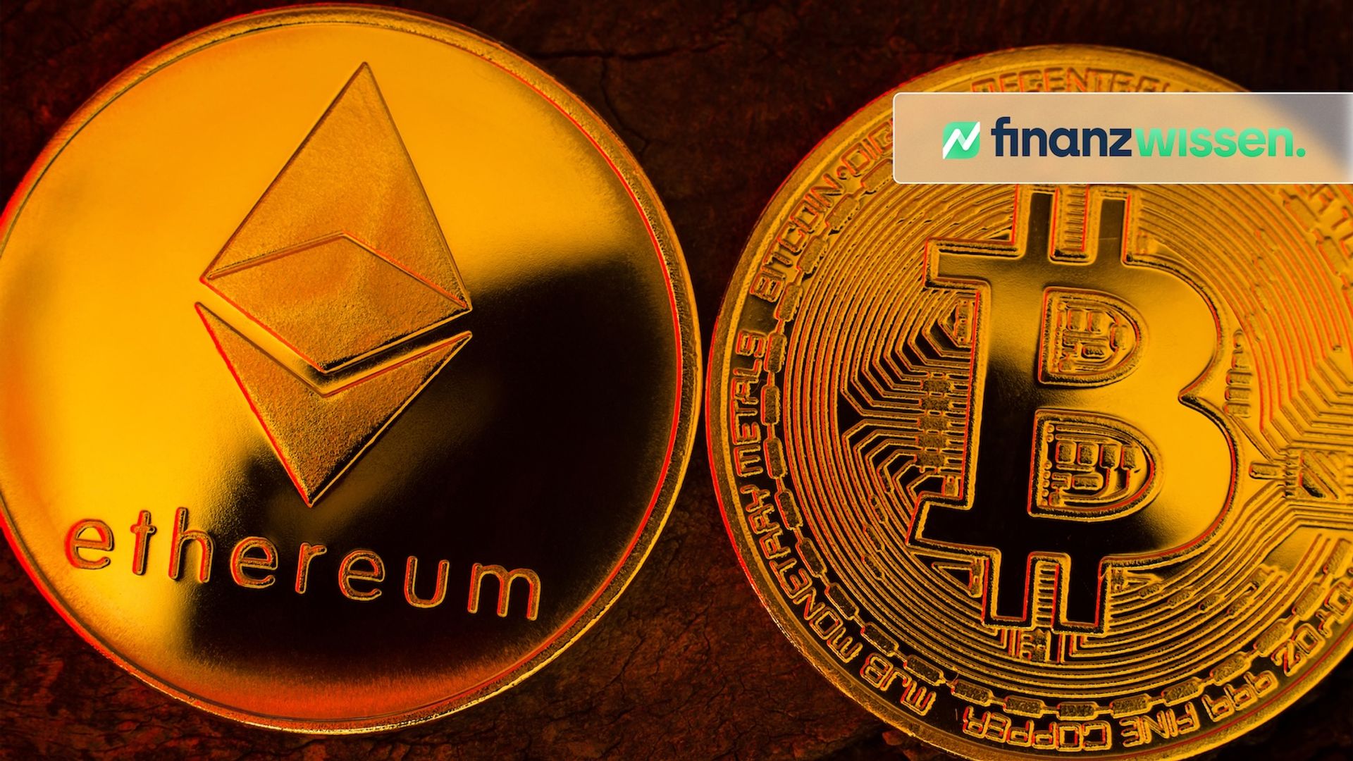 Bitcoin und Ethereum Münzen 