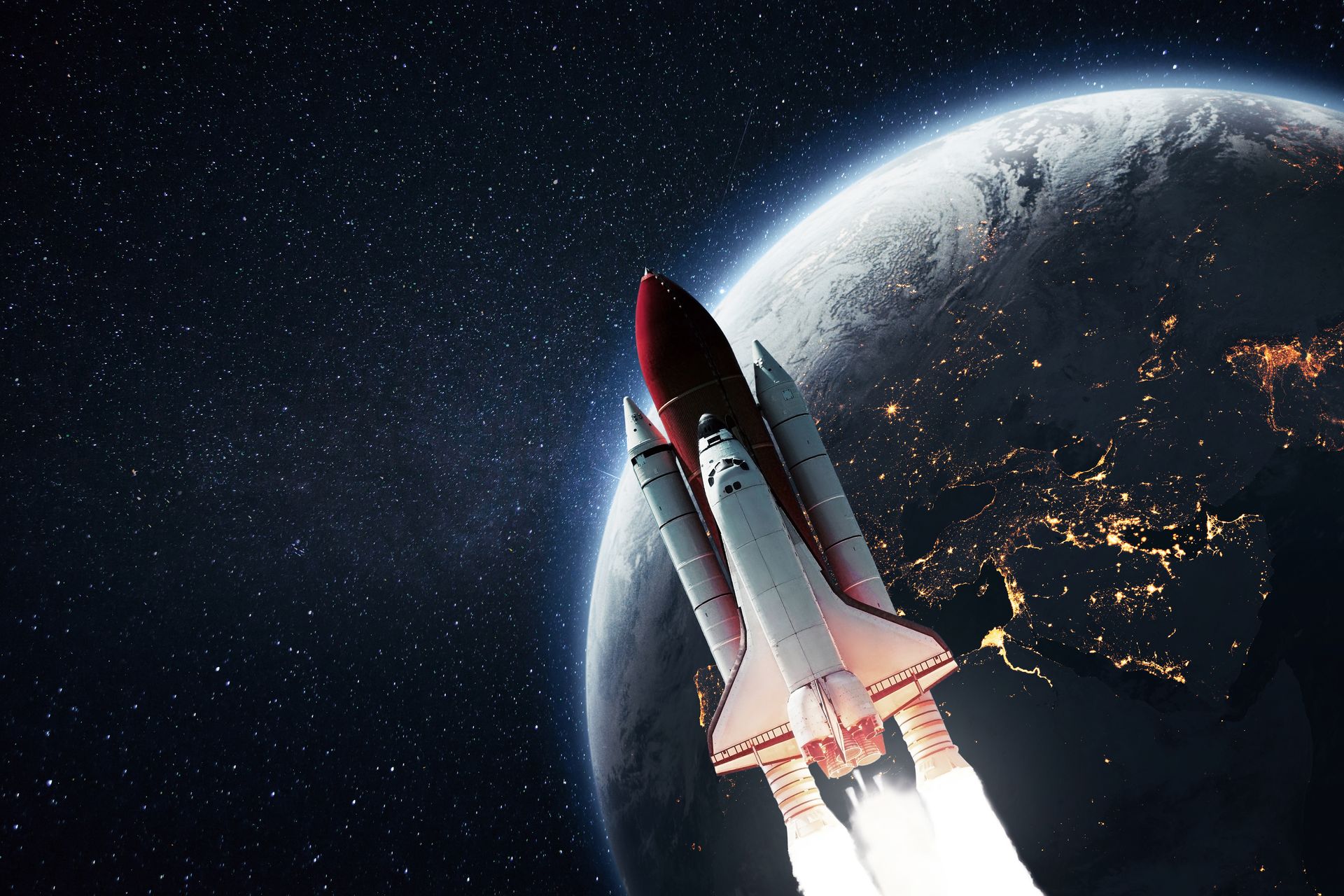 Rakete im Weltall