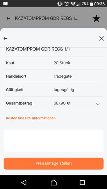 Preisanfrage an Markt stellen
