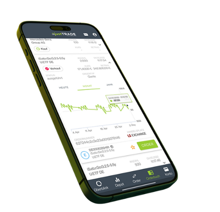 Hier siehst du ein symbolisches Smartphone, das für den mobilen Handel bei justTRADE steht