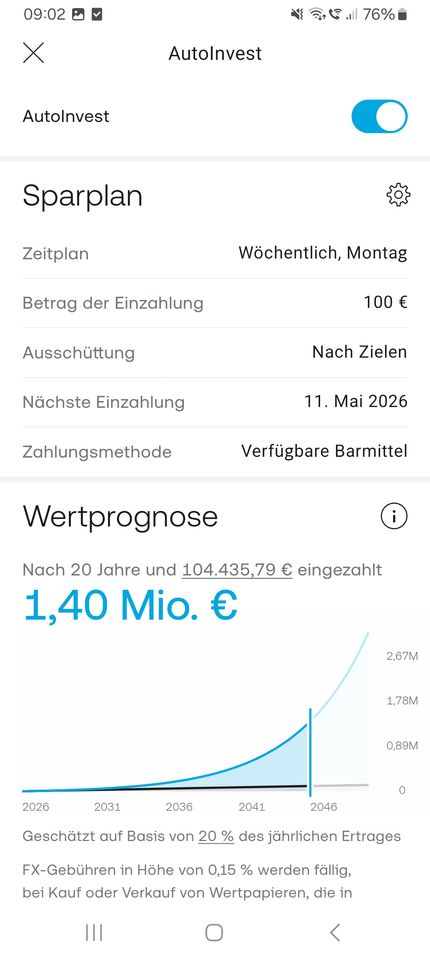 Einstellungen zur Anpassung des Pies bei Trading 212 Invest