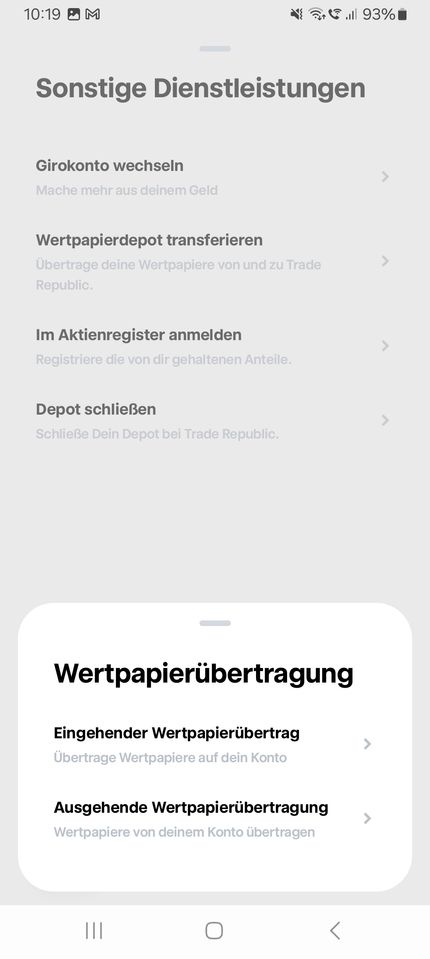 Trade Republic Depotübertrag in der App