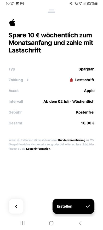 Sparplan bestätigen und regelmäßig investieren