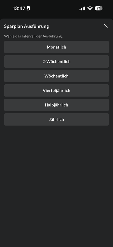 Sparplan-Intervall bei Finanzen.net ZERO auswählen