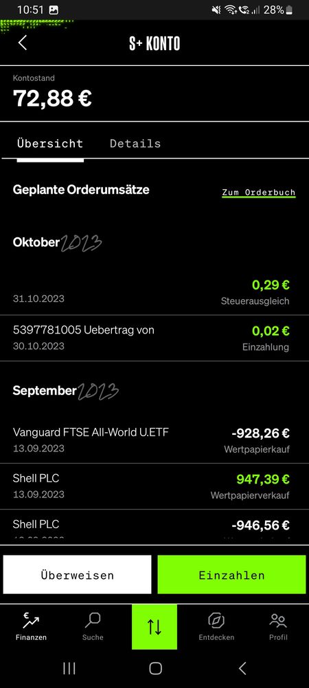 Smartbroker App Kontodetails und Umsätze