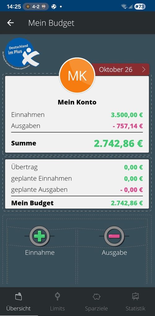 Mein Budget Oberfläche