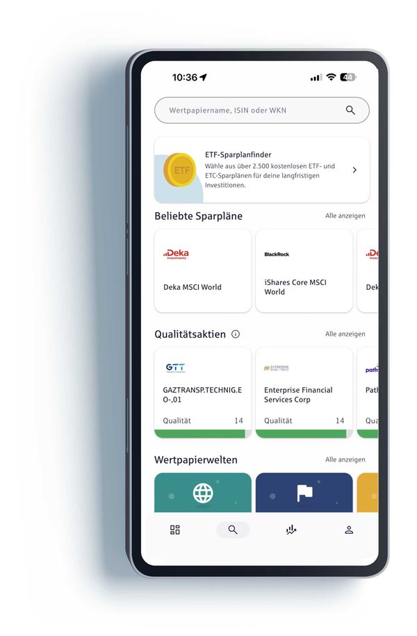 Wertpapiere suchen in der S Broker App Wertpapiersuche und Filter in der S broker App